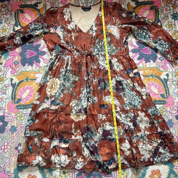 Anthropologie Hemant & Nandita Zeri Tiered Floral Ruffle Dress Size 10 - Picture 14 of 15